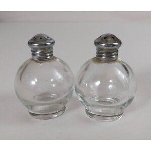 Vintage Irice Mini Round Glass Salt & Pepper Shakers